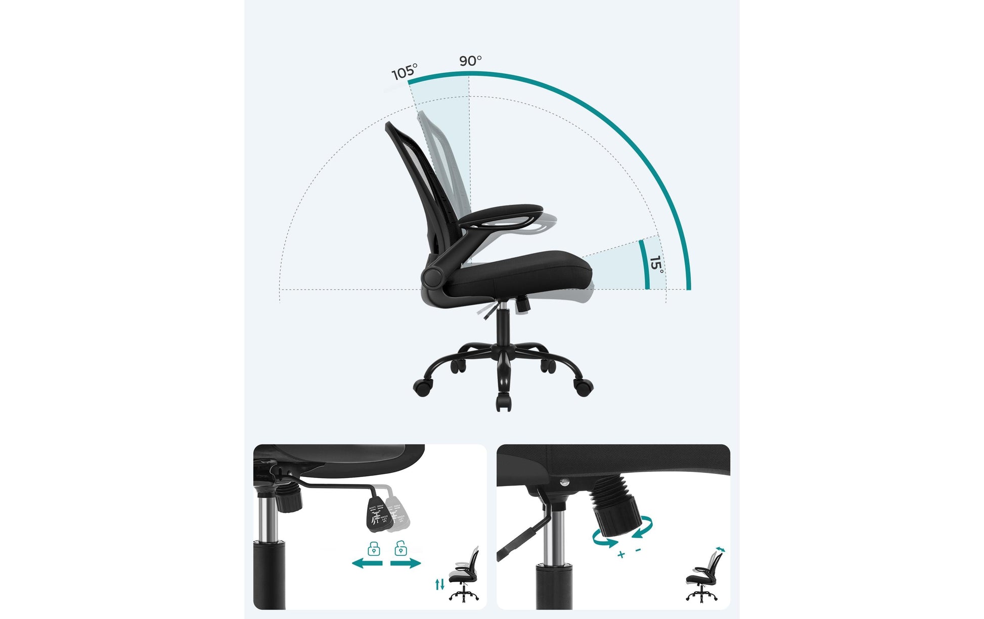 Songmics Bürostuhl – 120 kg, schwarz
