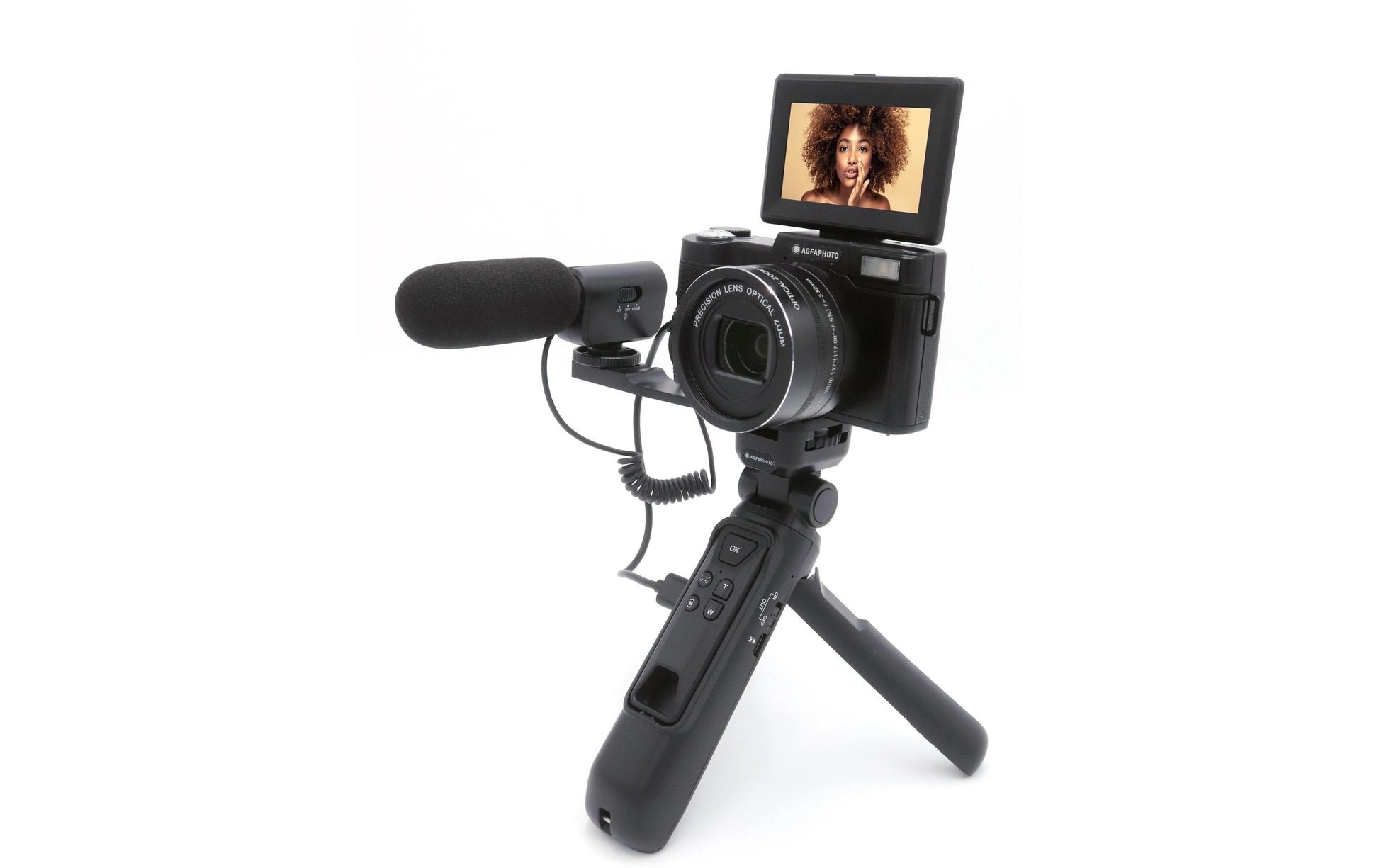 AgfaPhoto VLG4KOPT – Kompaktkamera, 24 MP, 4K 60 fps, 5× optischer Zoom, Schwarz