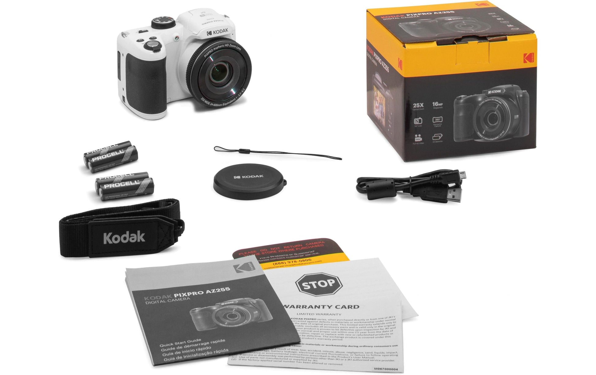 Kodak Pixpro Astra Zoom AZ255 – Kompaktkamera, 16,4 MP 1/2,3", 1080p, 25× optischer Zoom, Weiss