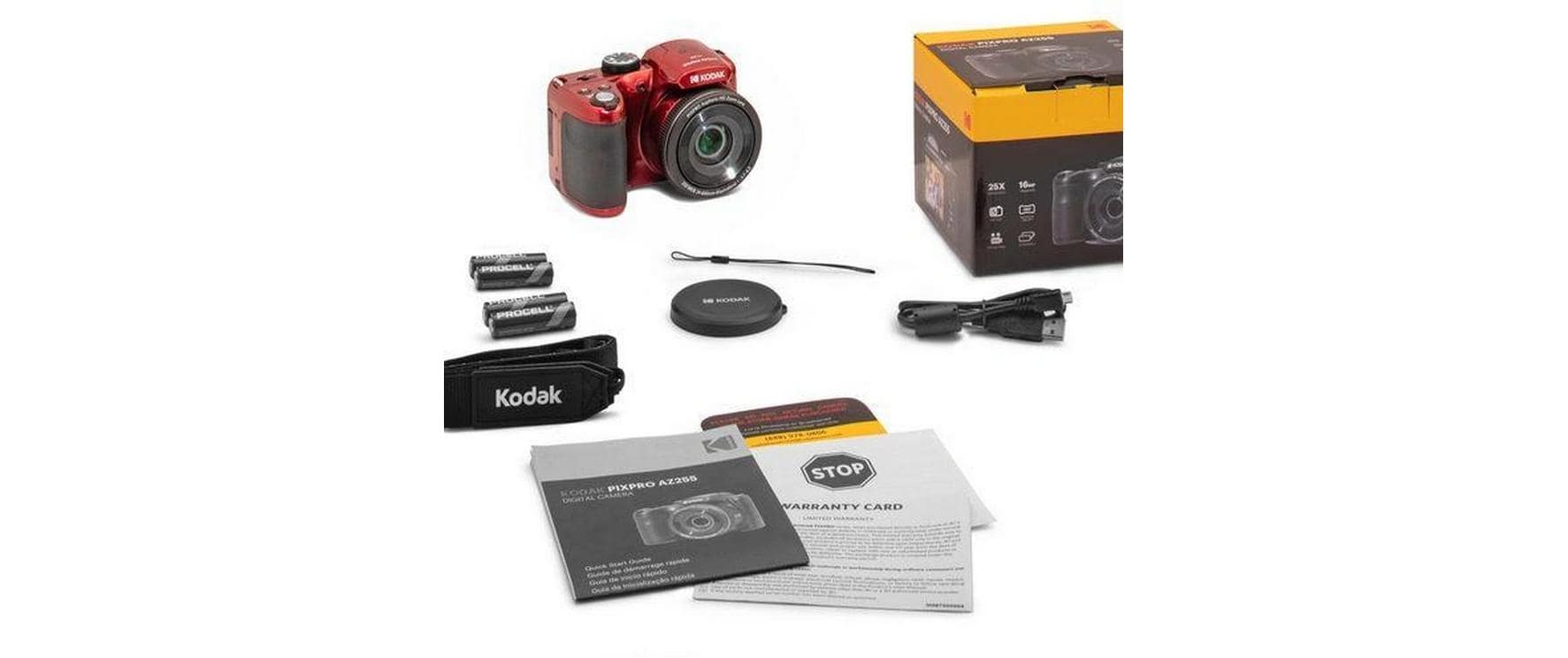 Kodak Pixpro AZ255 – 25× optischer Zoom, 16,35 MP, 1080p, rot