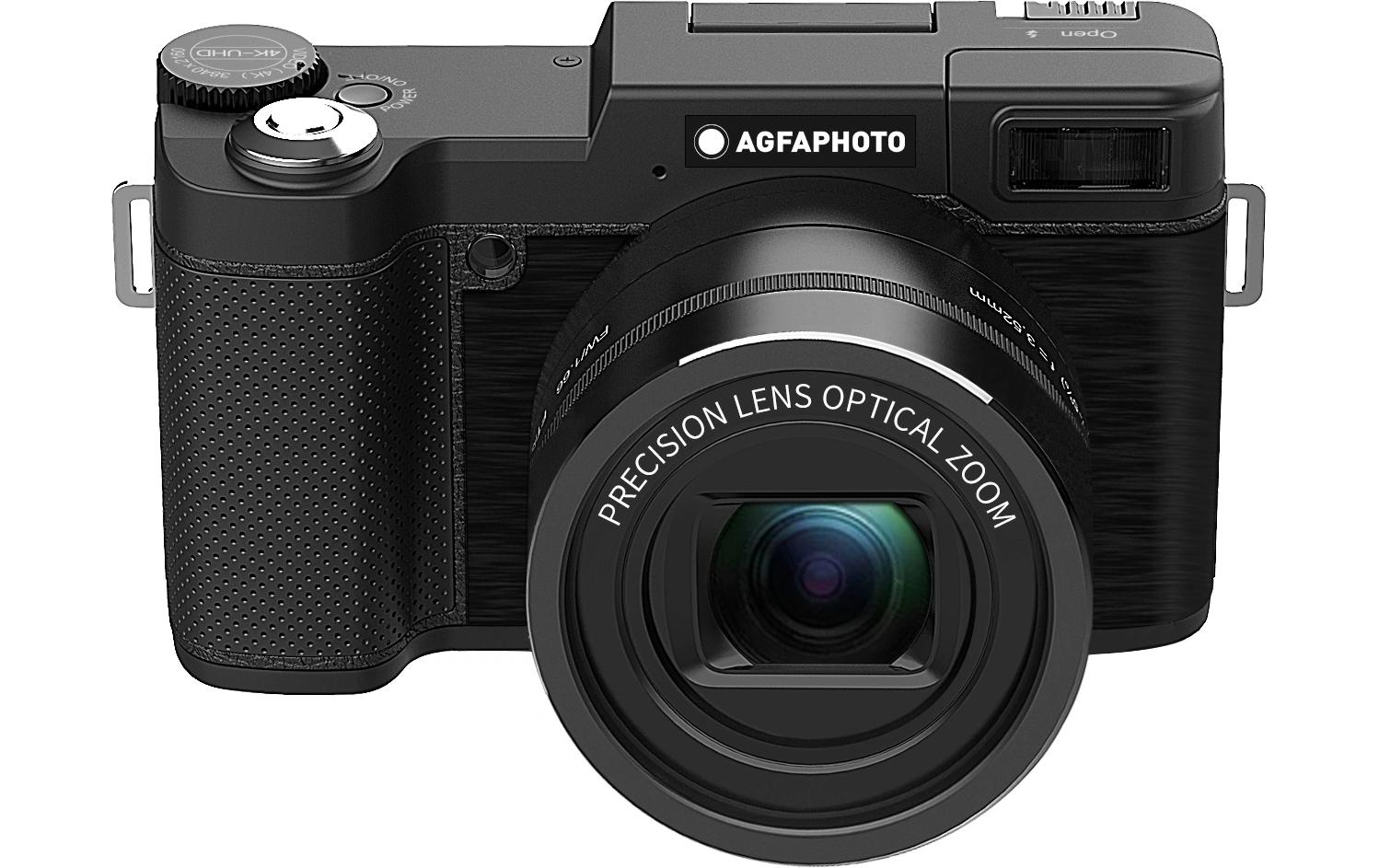 AgfaPhoto VLG4KOPT – Kompaktkamera, 24 MP, 4K 60 fps, 5× optischer Zoom, Schwarz
