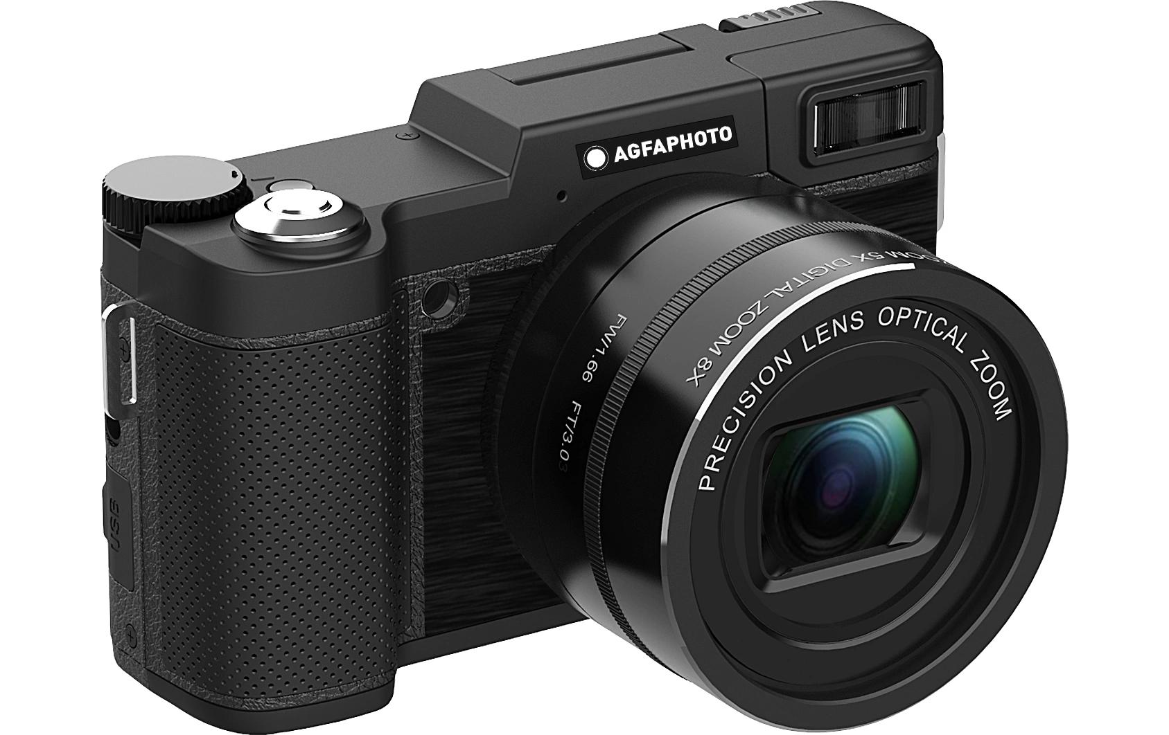AgfaPhoto VLG4KOPT – Kompaktkamera, 24 MP, 4K 60 fps, 5× optischer Zoom, Schwarz