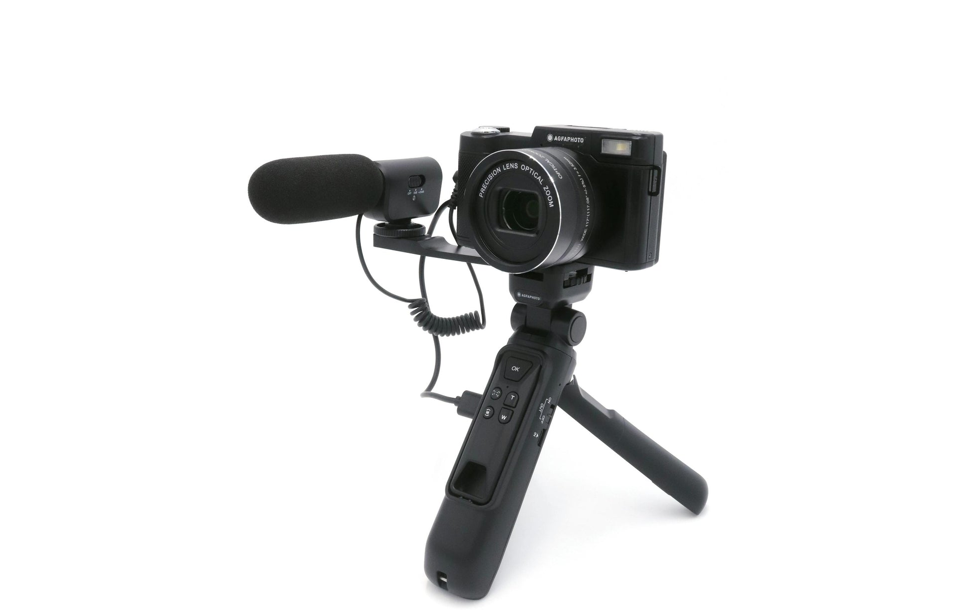 AgfaPhoto VLG4KOPT – Kompaktkamera, 24 MP, 4K 60 fps, 5× optischer Zoom, Schwarz