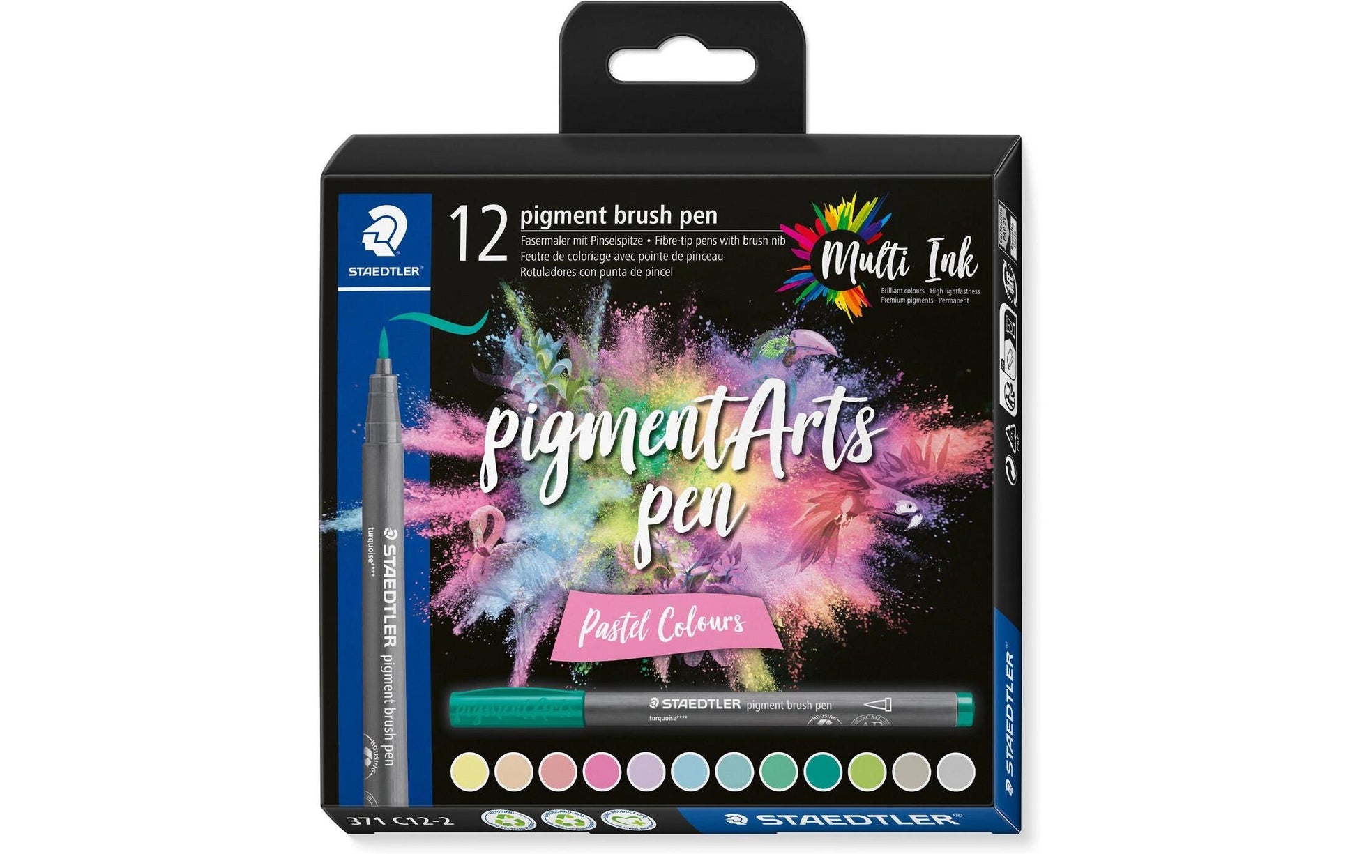 STAEDTLER Brush Pen Set – 12 Stk., 12 Farben, Pastell, wasserfest