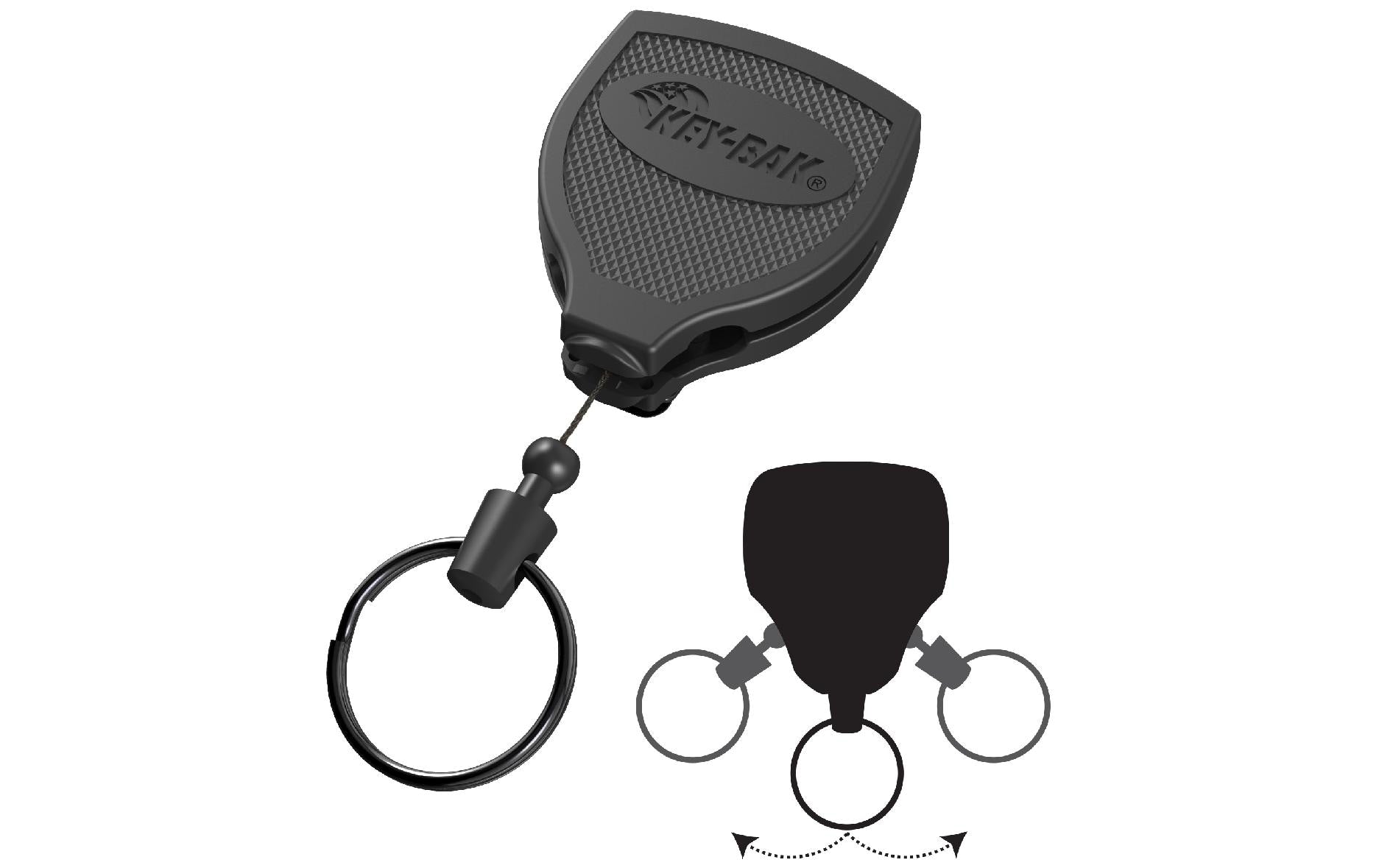 Key-bak Ausweishalter-Jojo KB Super 48 Plus – mit Gürtelclip, für Linkshänder, Kunststoff, Schwarz