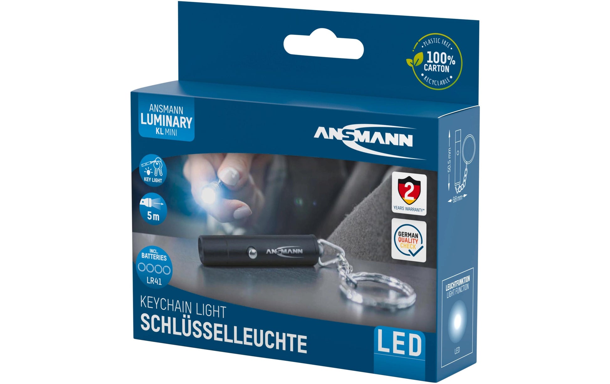 Ansmann Taschenlampe Pocket Light Mini 1600-0272 – 20 lm, 5 m, 4× LR41 – Silber