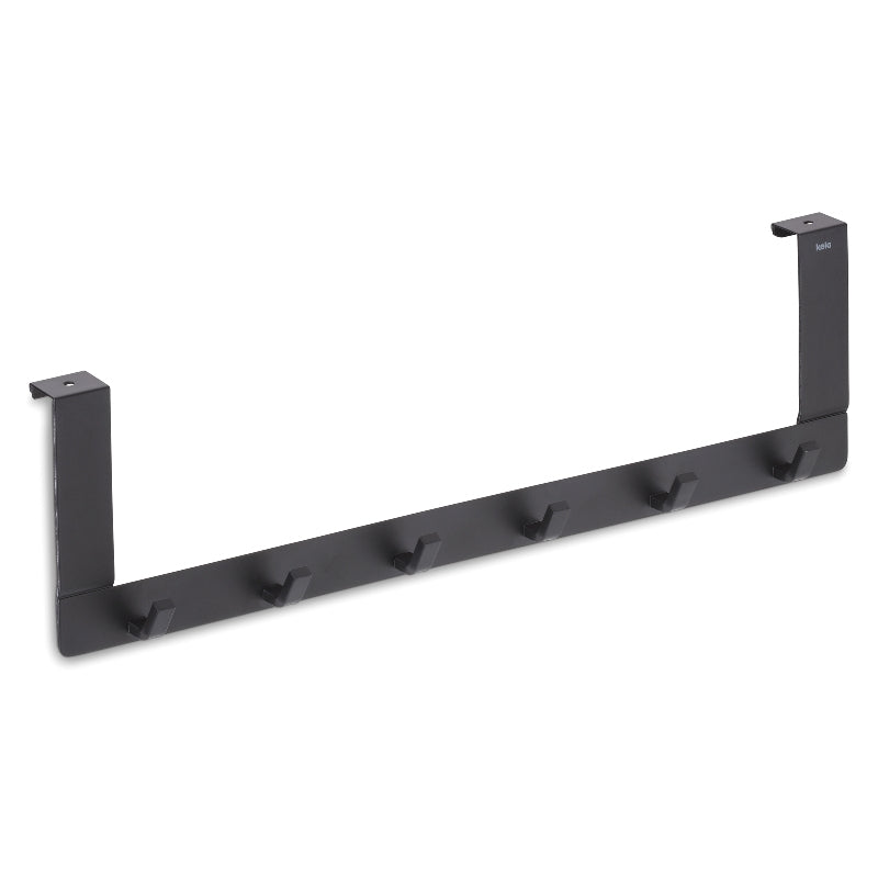 Kela Colgar Wandgarderobe 6 Haken – Edelstahl – Schwarz – 460 × 25 × 130 mm