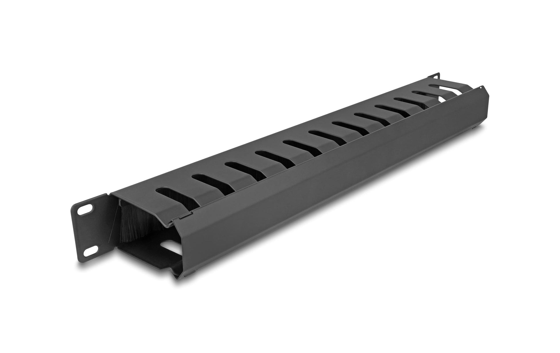 DeLOCK Rangierpanel 19" 1U, Bürste, 2 Öffnungen, Montageset, 483×70×44,5 mm – schwarz