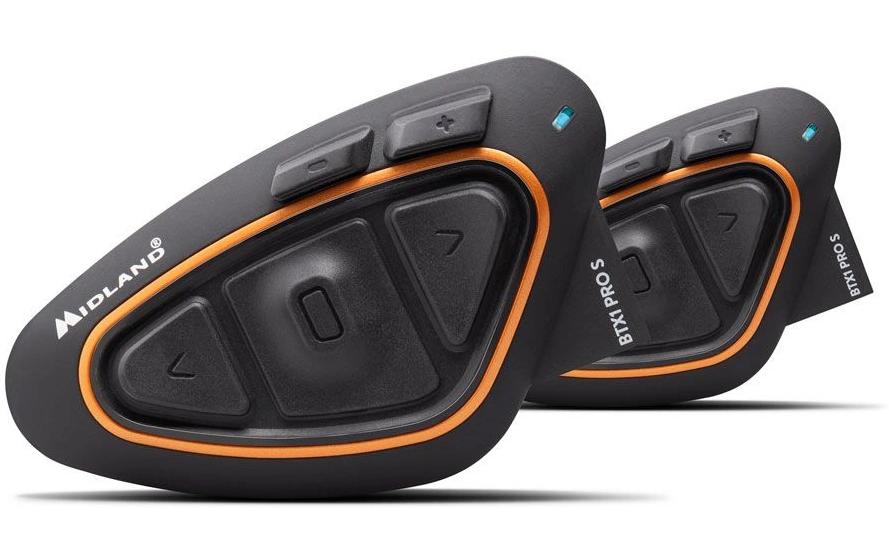 Midland BTX1 Pro S Freisprecheinrichtung – Bluetooth 4.2 – IPX6, für Motorrad – Schwarz/Orange