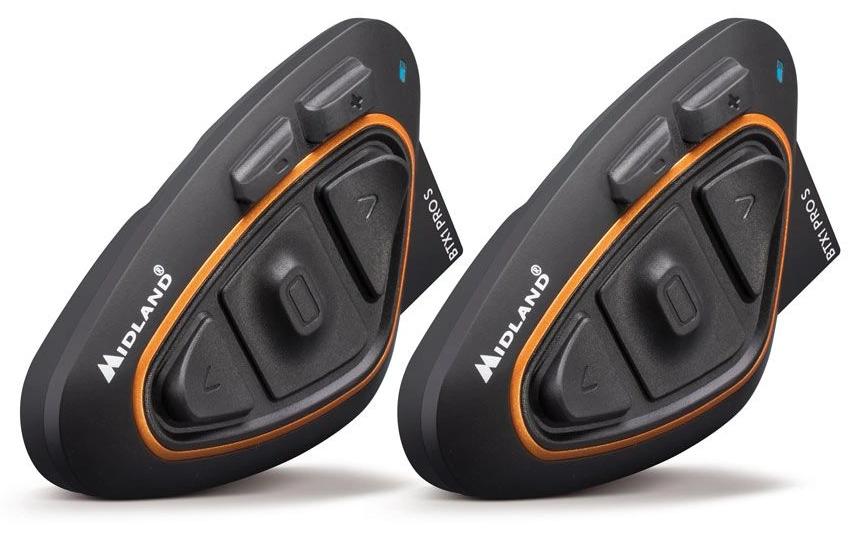 Midland BTX1 Pro S Freisprecheinrichtung – Bluetooth 4.2 – IPX6, für Motorrad – Schwarz/Orange