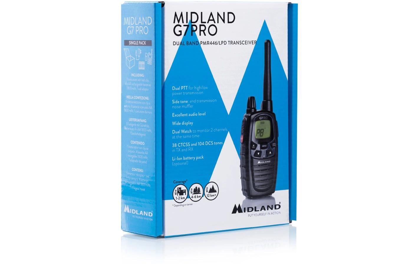 Midland G7 Pro – Funkzubehör, Funkgerät, 446 MHz, Schwarz, 2er-Set