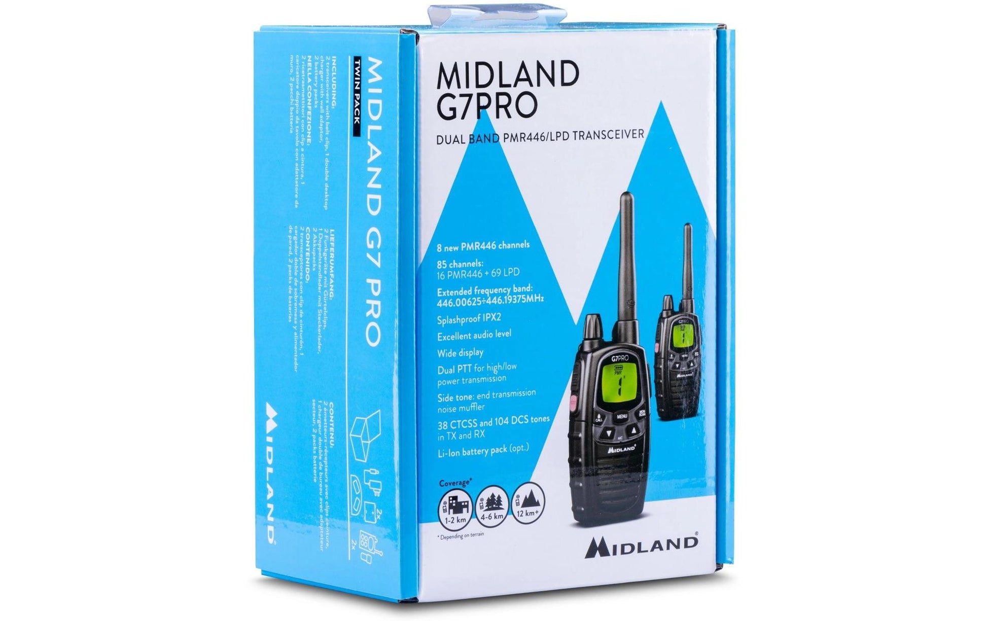 Midland G7Pro Twin – Funkgerät, PMR, 446 MHz, Schwarz