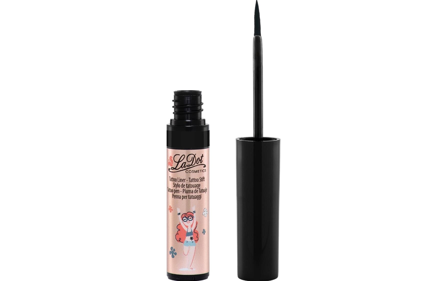 LaDot Tattoostift – wasserfest, wischfest – Pinsel, Flasche – 1 Stk – schwarz