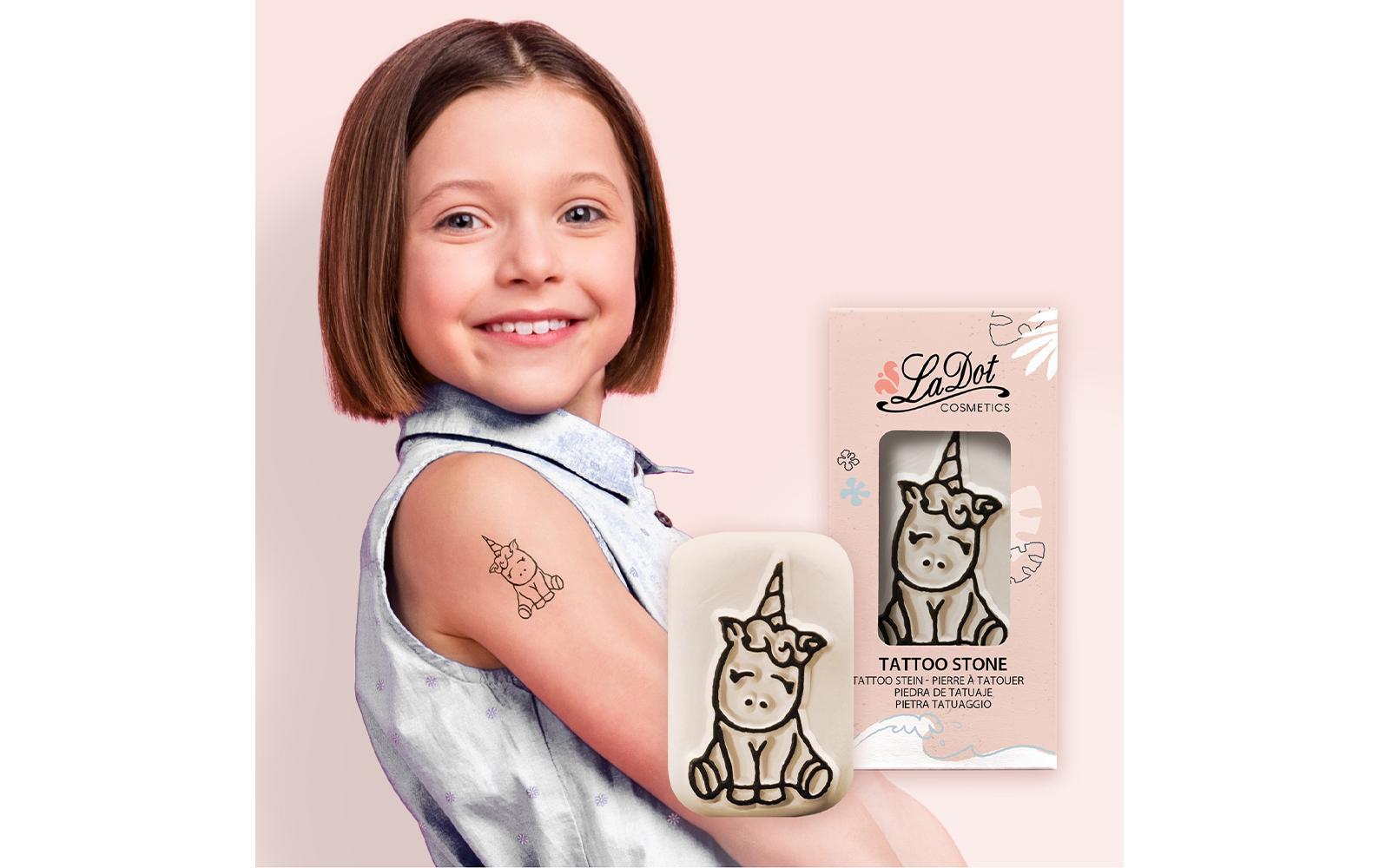 LaDot Tattoostempel Einhorn – Weiss – 25 × 50 mm – Stein – 1 Stk