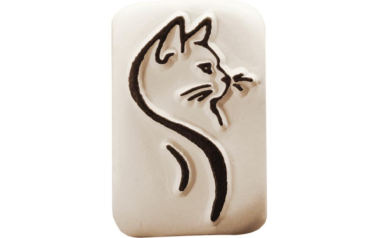 LaDot Tattoostempel Katze – Weiss – 25 × 50 mm – Stein – 1 Stk – mit Aufbewahrungsbox