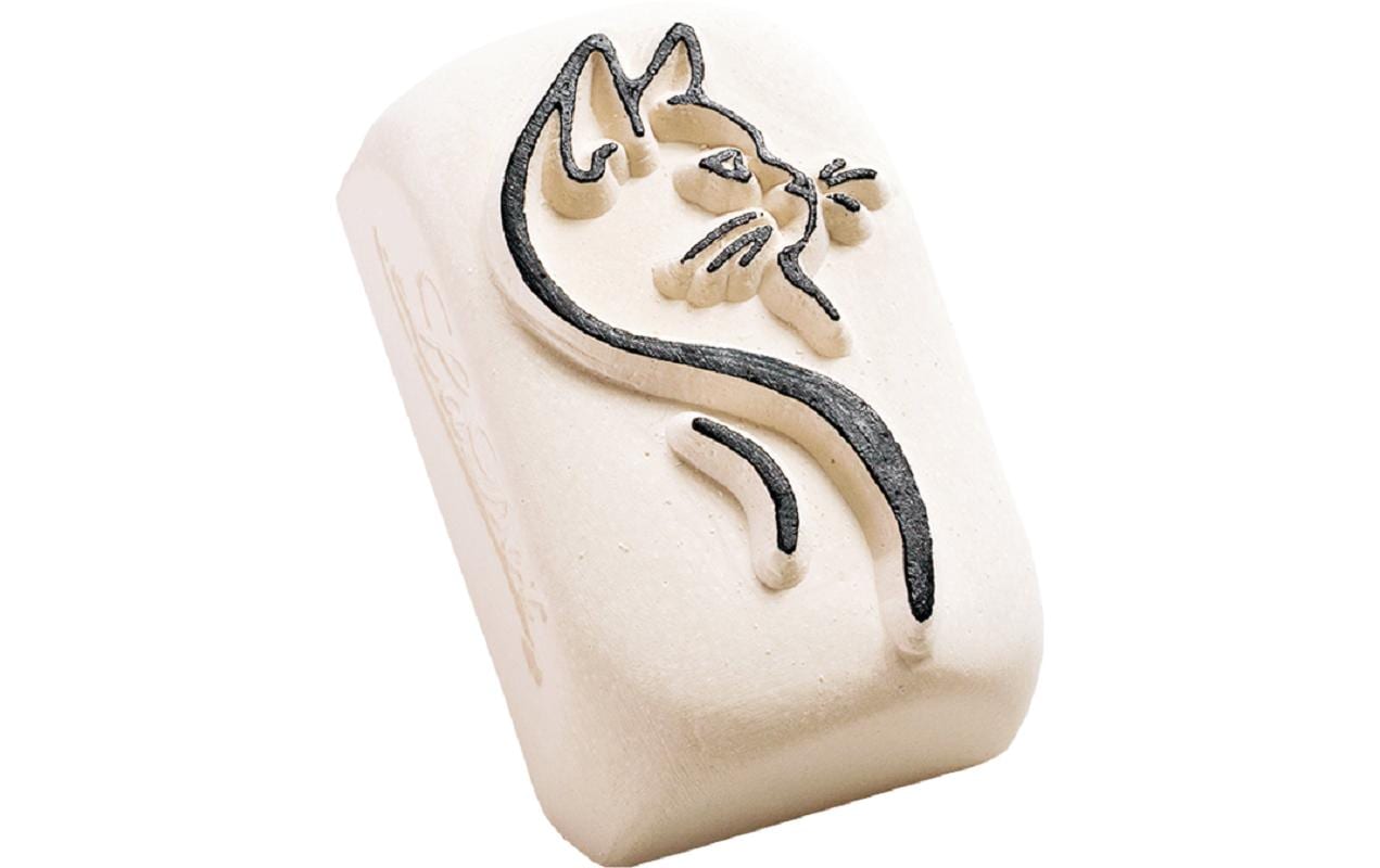 LaDot Tattoostempel Katze – Weiss – 25 × 50 mm – Stein – 1 Stk – mit Aufbewahrungsbox