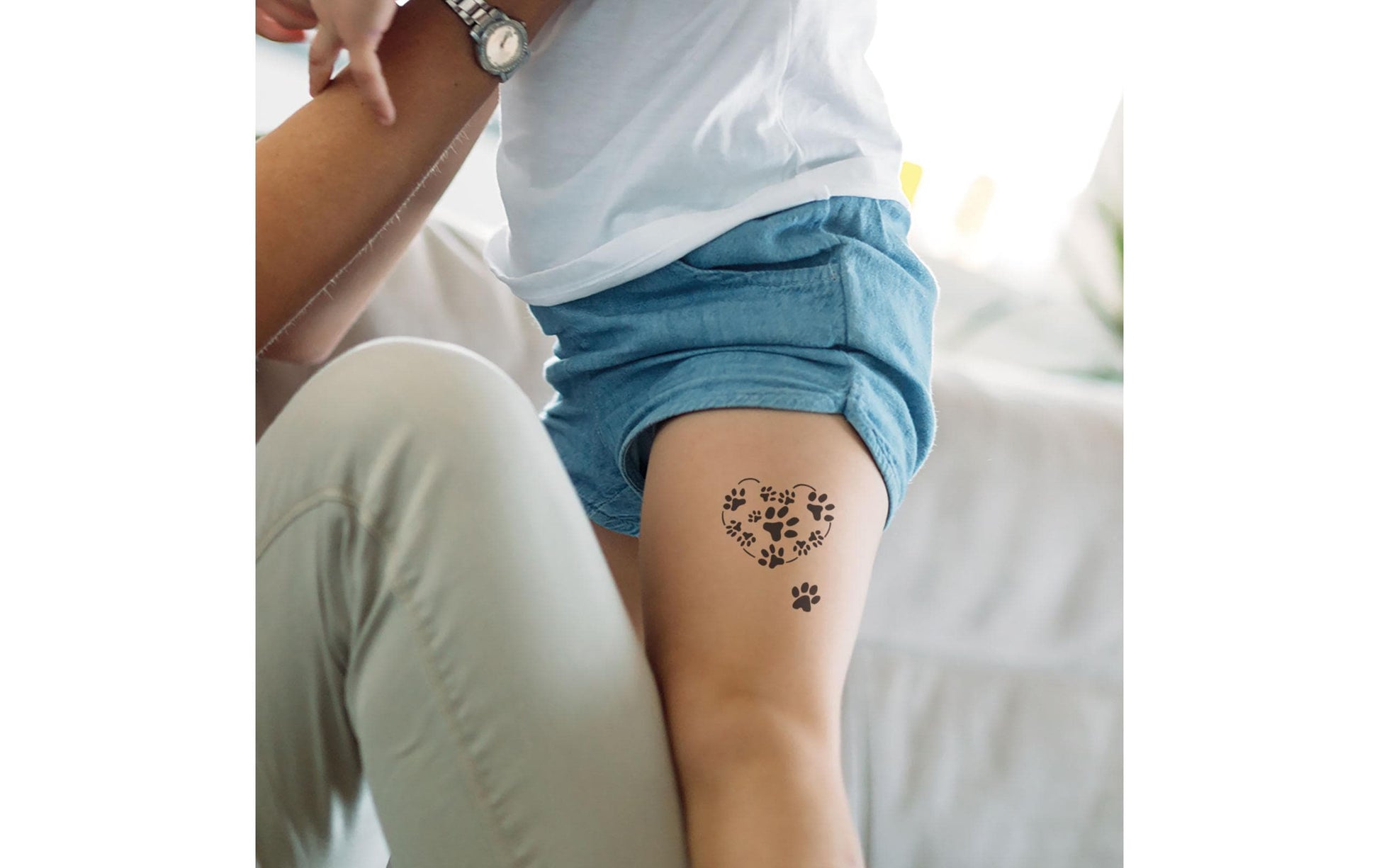 LaDot Tattoostempel Katzenpfote – 4 × 5 cm – weiss – Stein