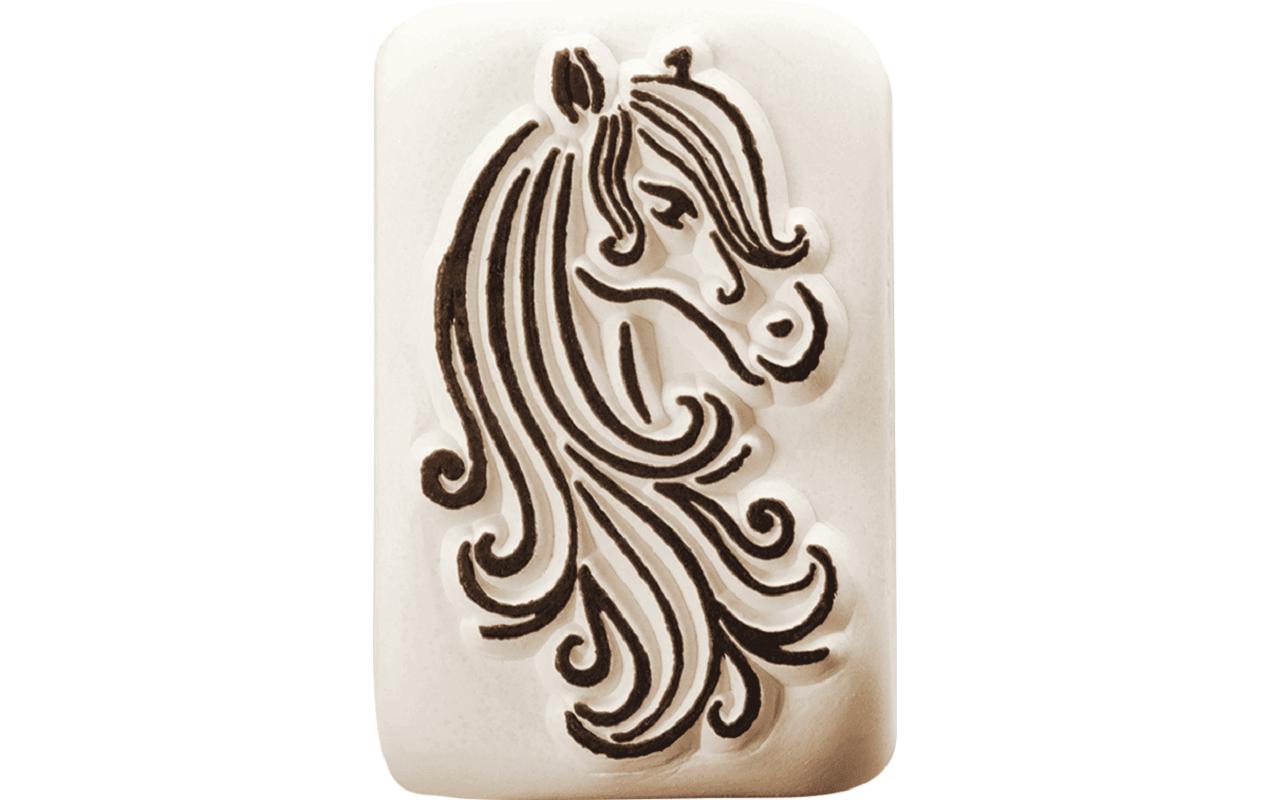 LaDot Tattoostempel M251 – Pferd, Medium – Weiss – Stein