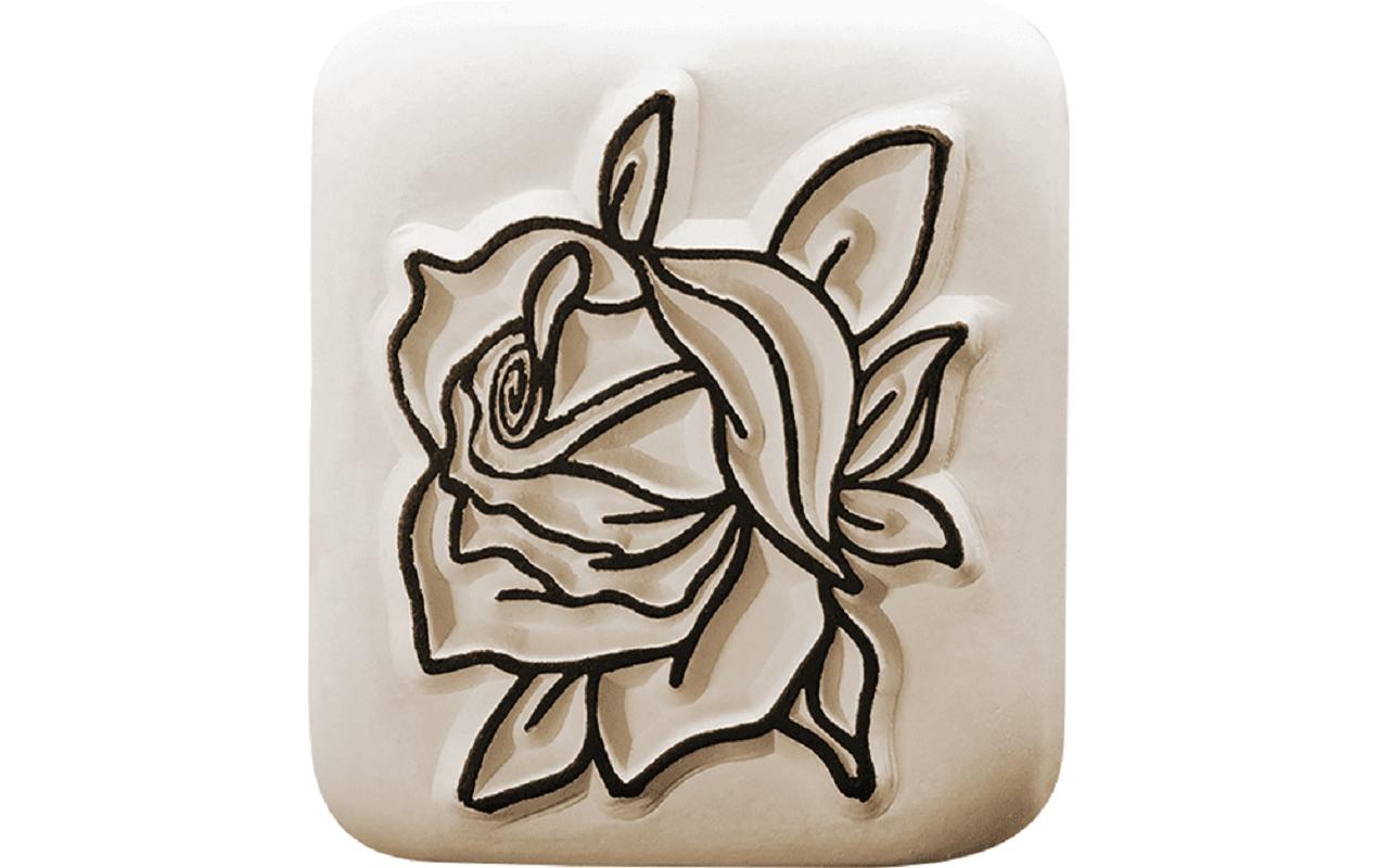 LaDot Tattoostempel L11 – Rose – 4 × 5 cm – Weiss – Stein