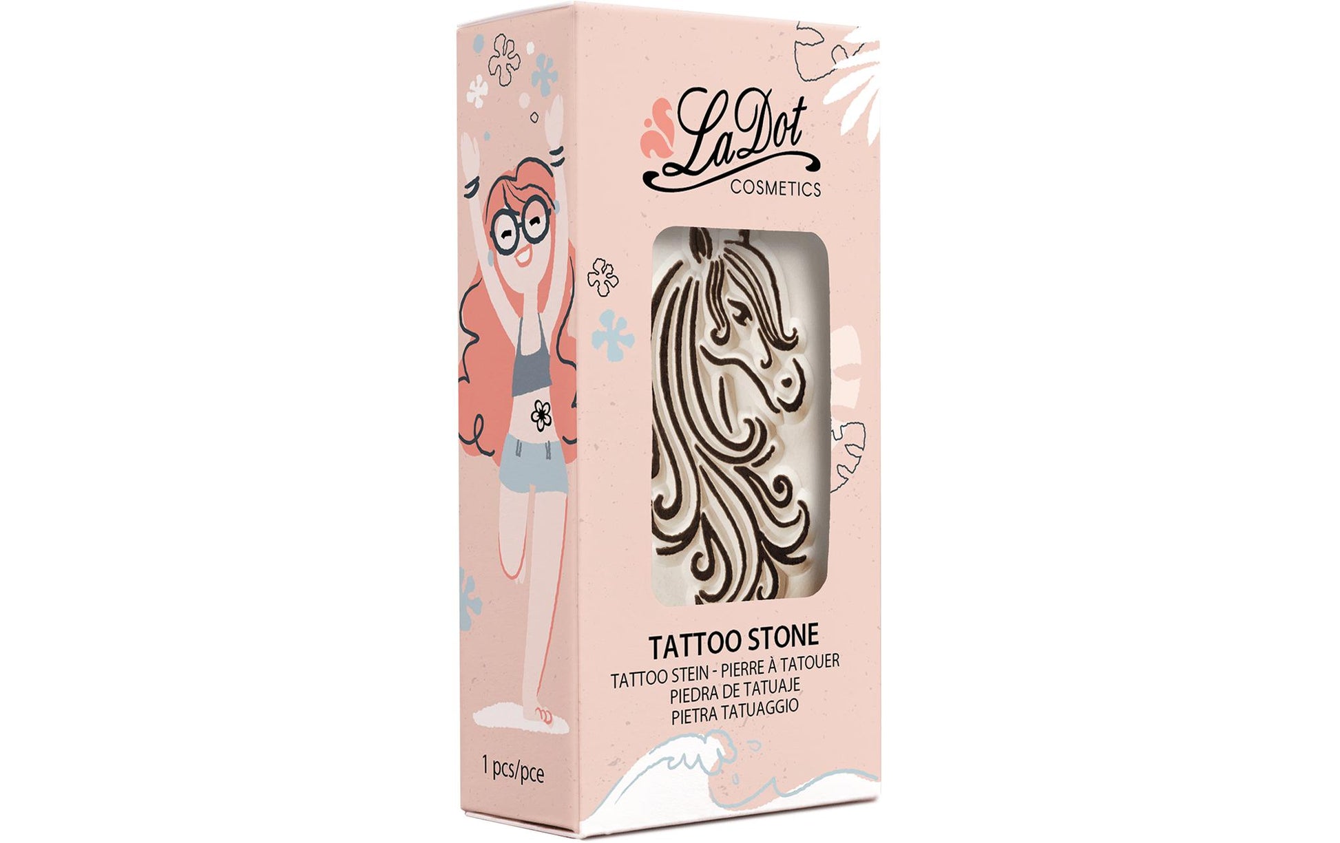 LaDot Tattoostempel M251 – Pferd, Medium – Weiss – Stein