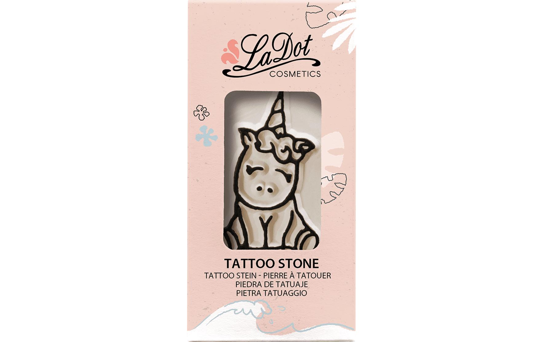 LaDot Tattoostempel Einhorn – Weiss – 25 × 50 mm – Stein – 1 Stk