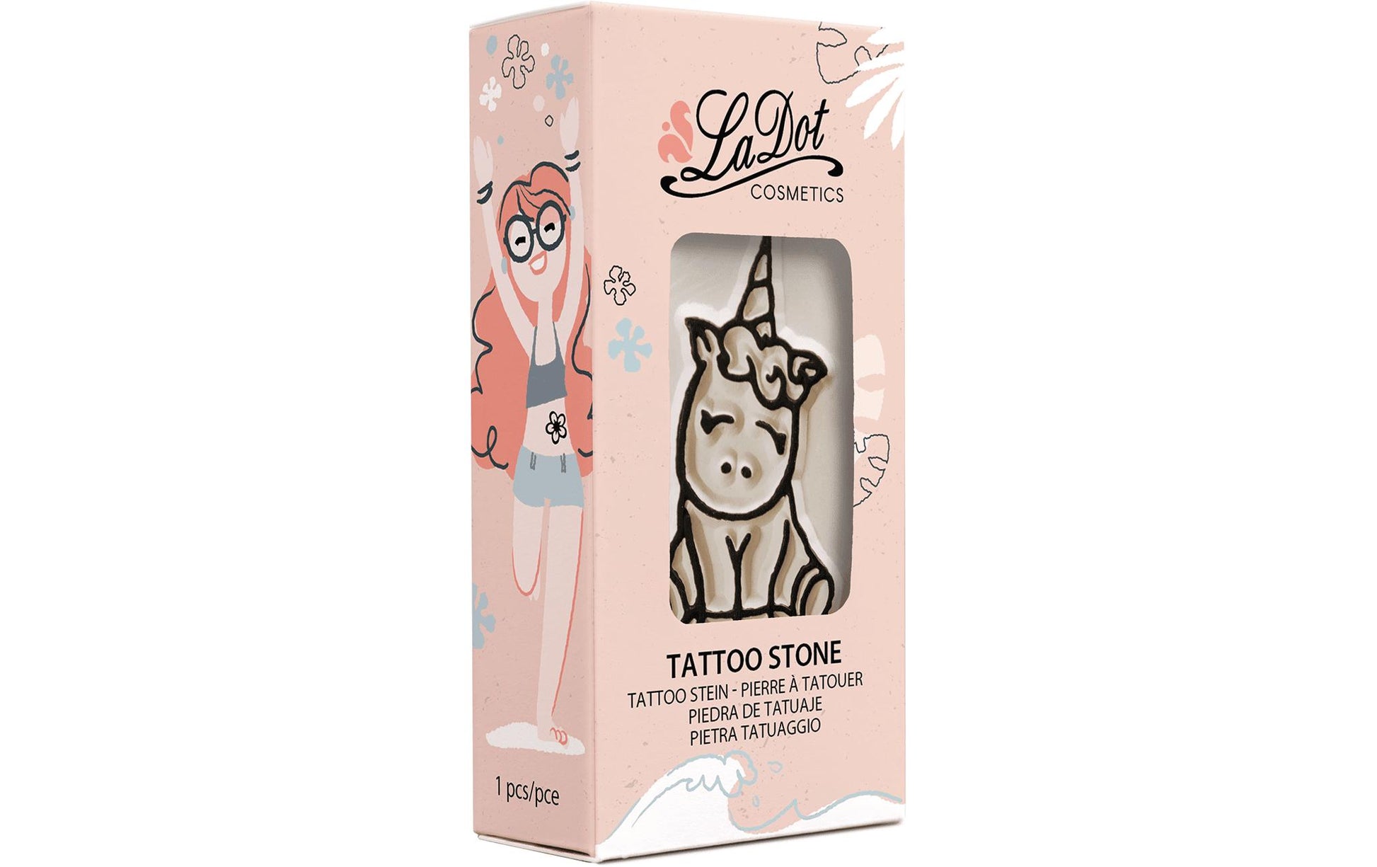 LaDot Tattoostempel Einhorn – Weiss – 25 × 50 mm – Stein – 1 Stk