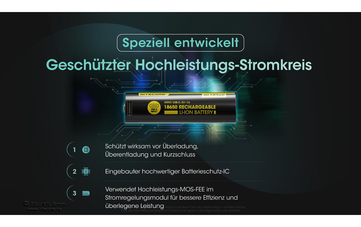Nitecore 18650 Akku, Li-Ion, 3600 mAh, 3,6 V – 1 Stk.