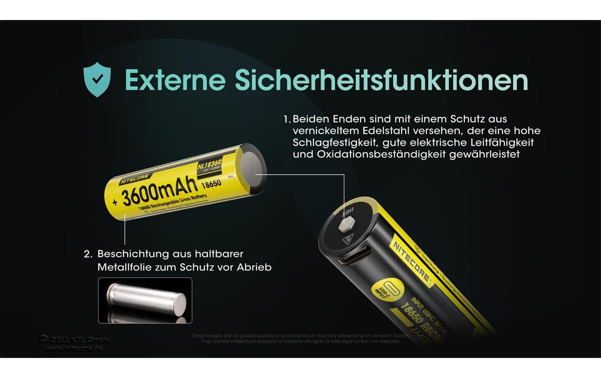 Nitecore 18650 Akku, Li-Ion, 3600 mAh, 3,6 V – 1 Stk.