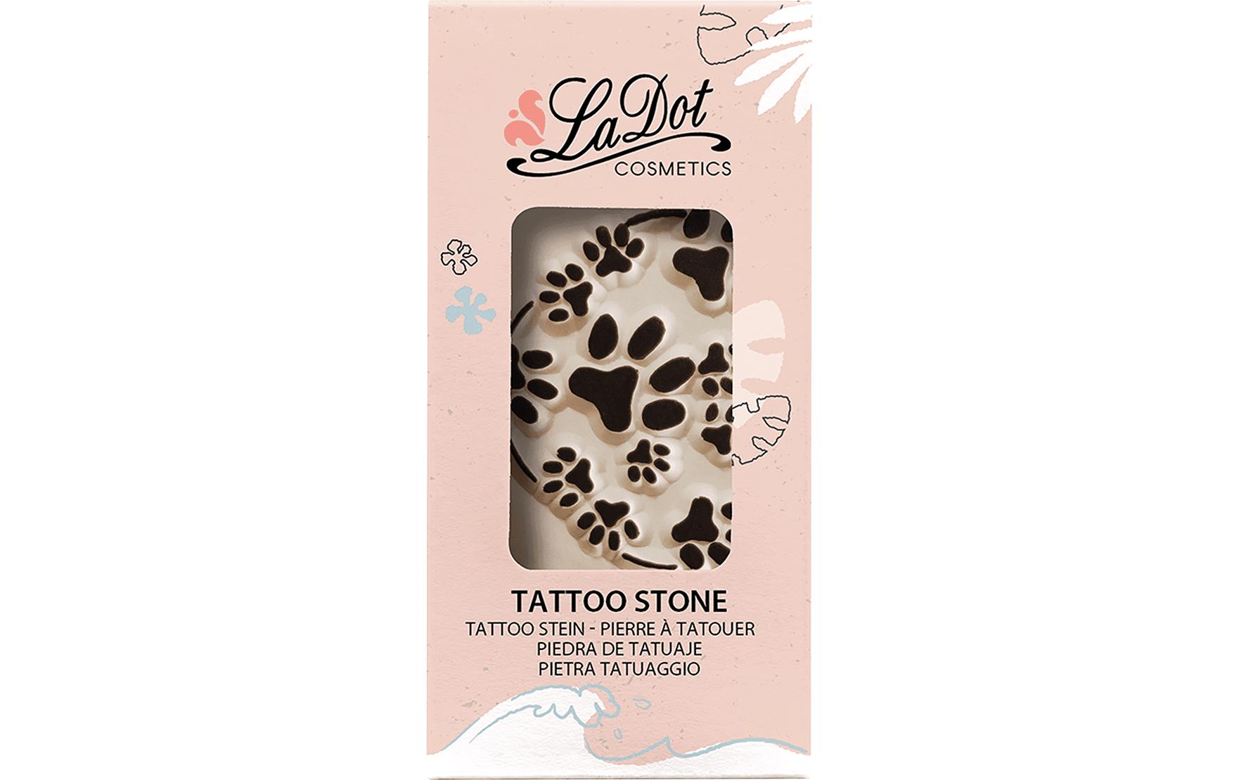 LaDot Tattoostempel Katzenpfote – 4 × 5 cm – weiss – Stein