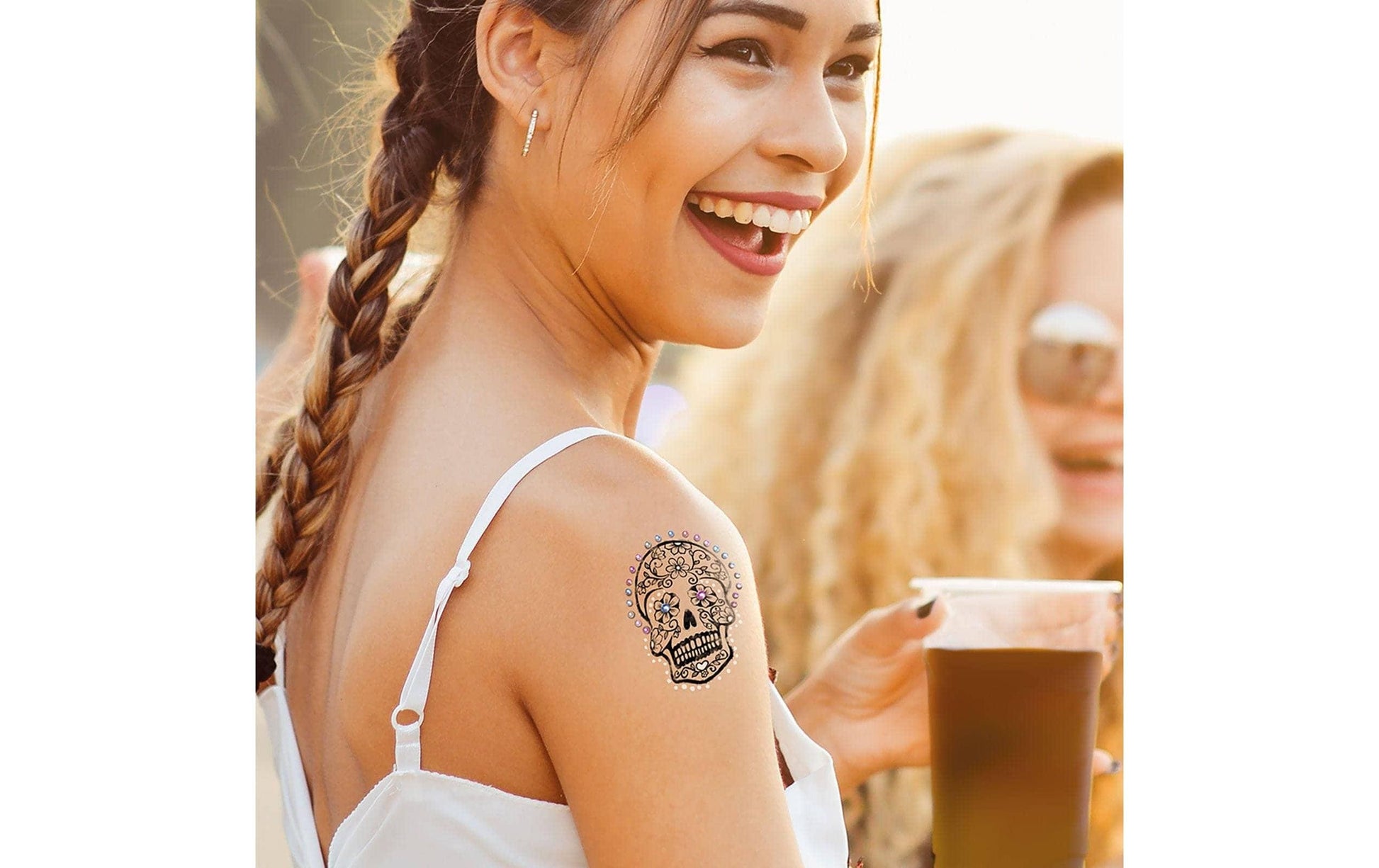 LaDot Tattoostempel M137 Sugar Skull – Medium – 1 Stk – 2,5 × 5 cm – mehrfarbig – Stein