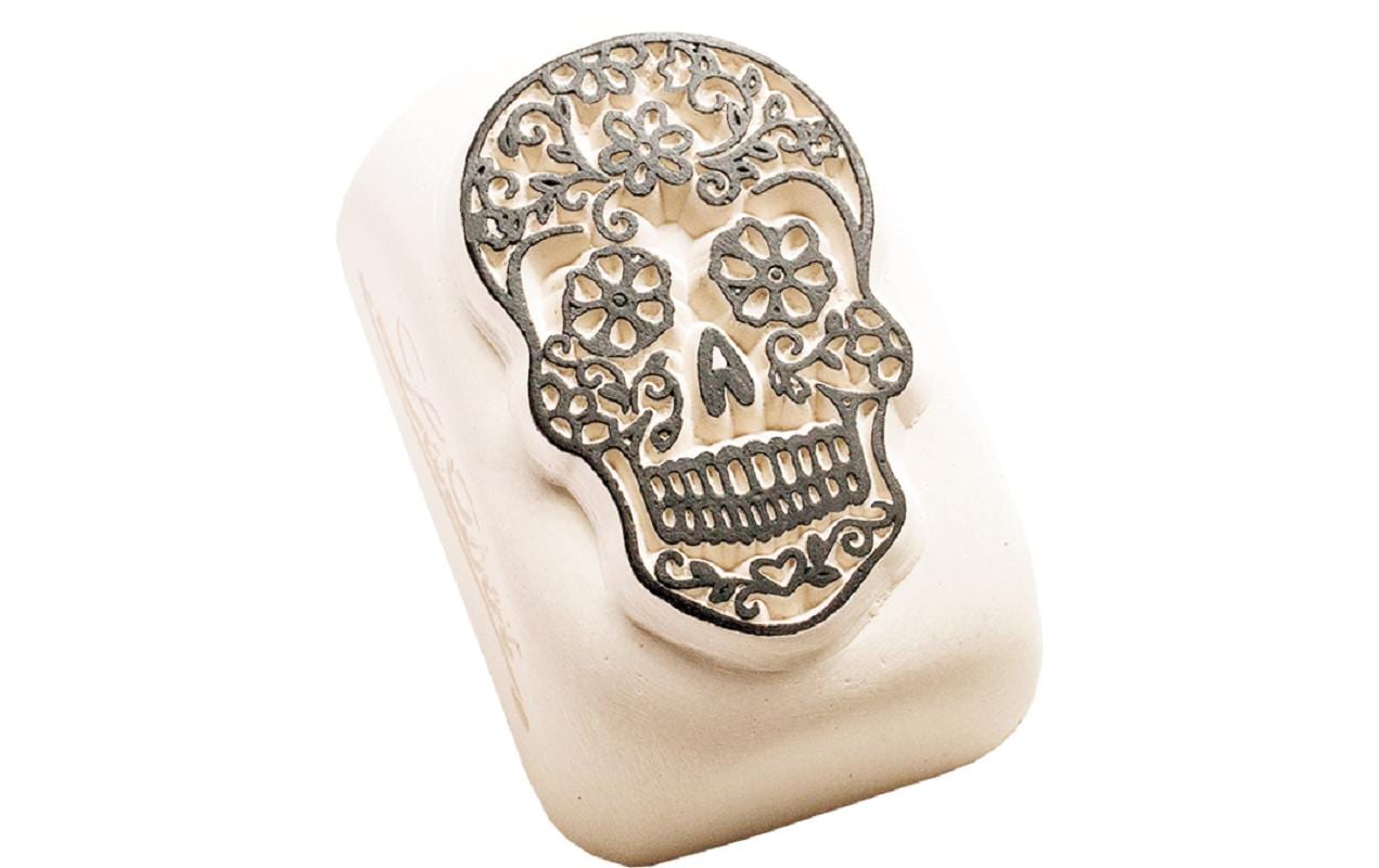LaDot Tattoostempel M137 Sugar Skull – Medium – 1 Stk – 2,5 × 5 cm – mehrfarbig – Stein