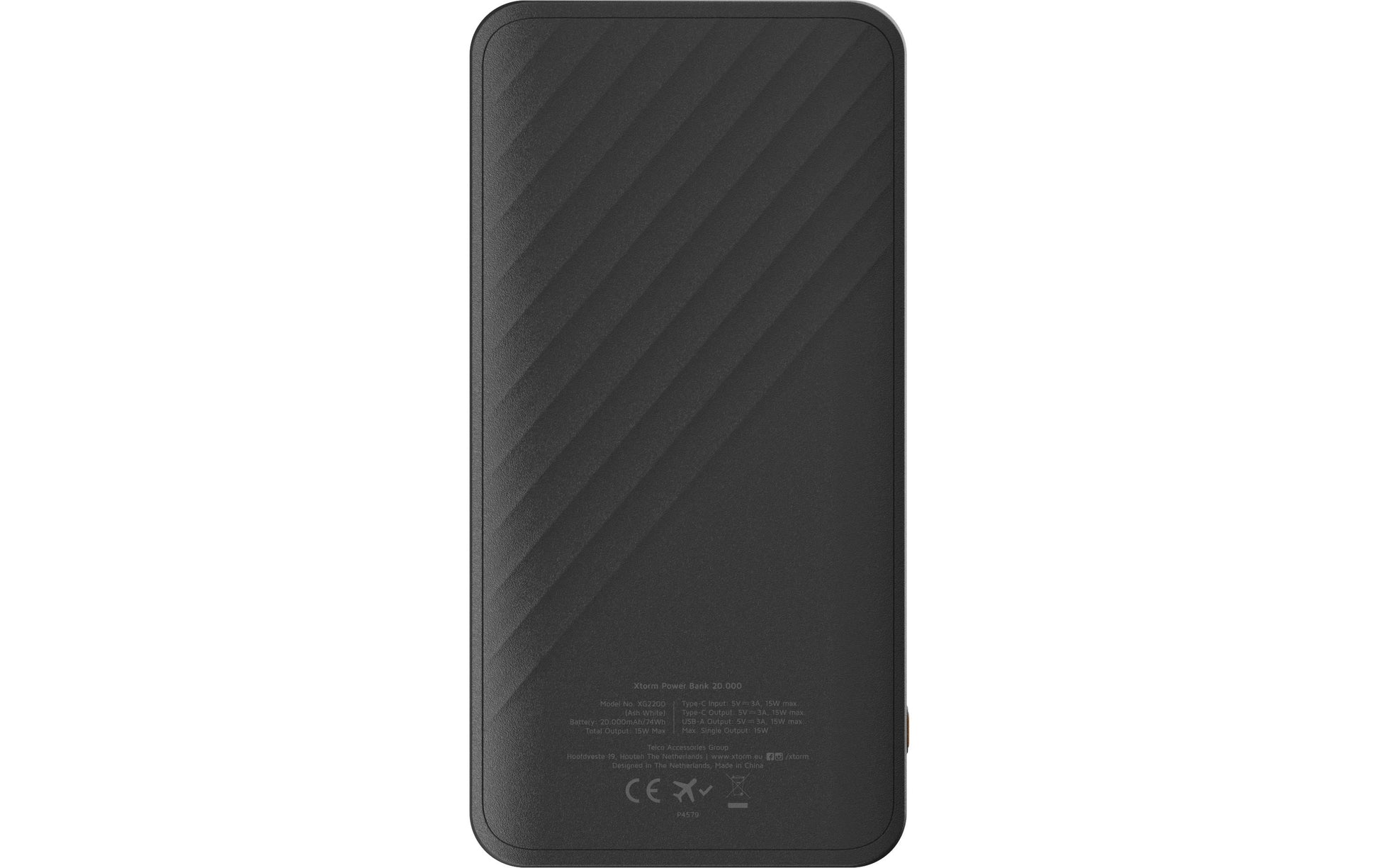 Xtorm Powerbank 20'000 mAh – 15 W PD, 1× USB-C, 1× USB-A, schwarz