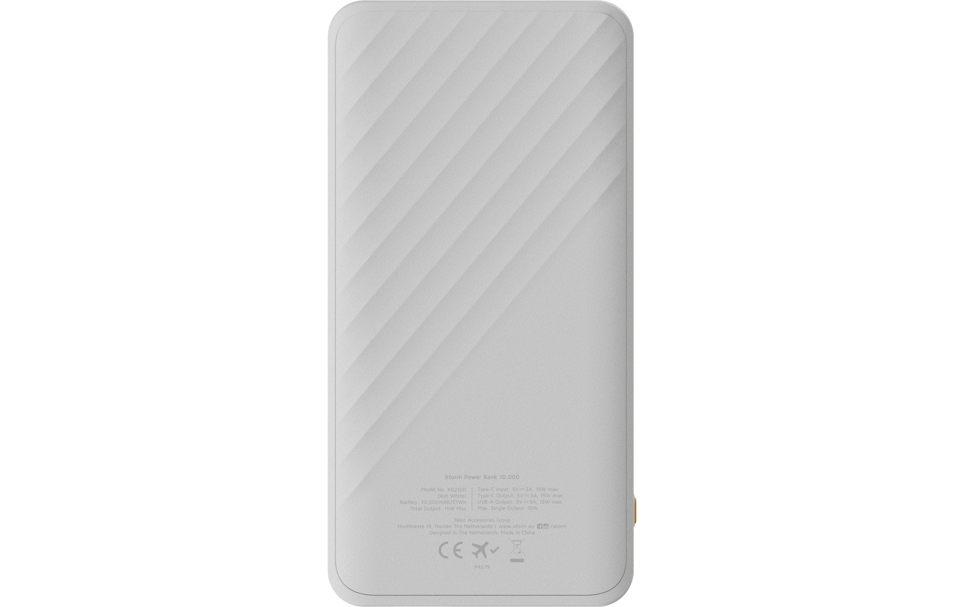 Xtorm FastCharge Go2 Powerbank 10'000 mAh – 15 W PD, 1× USB-C, 1× USB-A, weiss