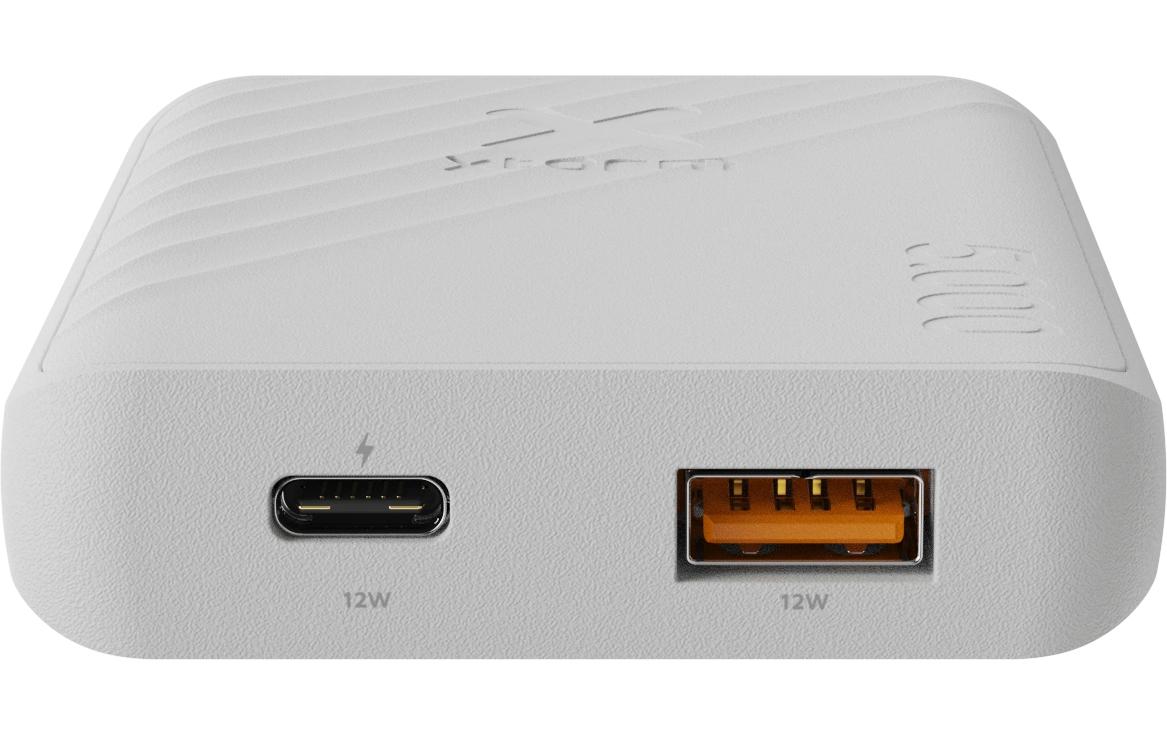Xtorm PWB 5000 Powerbank 5'000 mAh – 15 W PD, 1× USB-C, 1× USB-A, weiss