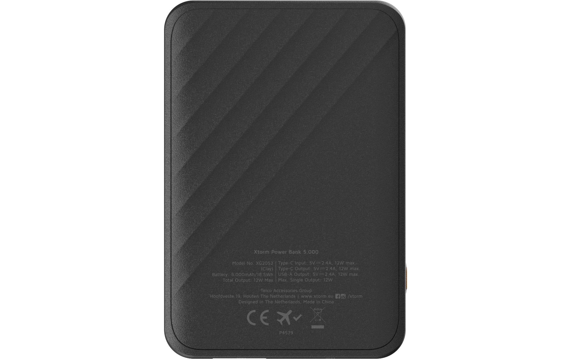 Xtorm PWB 5000 Powerbank 5'000 mAh – 15 W PD, 1× USB-C, 1× USB-A, schwarz