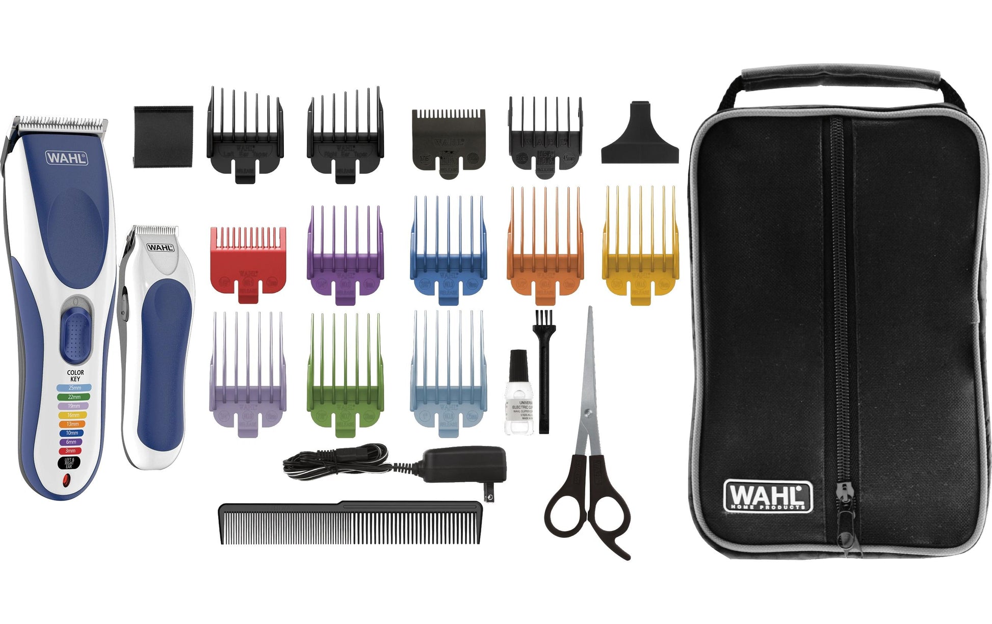 Wahl Haarschneider Color Pro – kabellos, 60 min Akkulaufzeit – blau, weiss – Edelstahlklingen