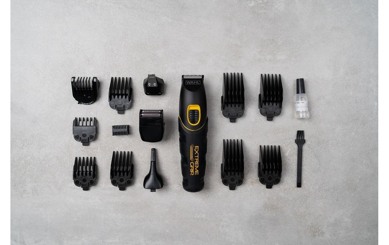 Wahl Multifunktionstrimmer Extreme Grip – 240 min Akkulaufzeit, 10 Kämme – Schwarz, Edelstahlmesser