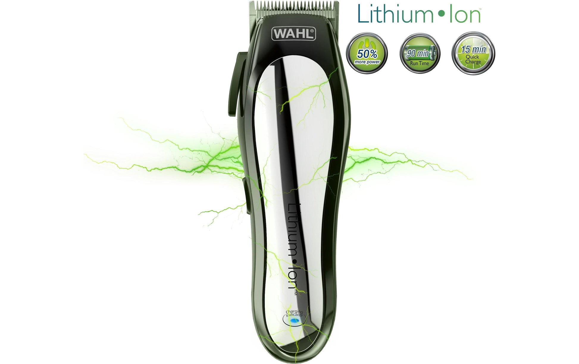 Wahl Haarschneider – Li‑Ion, 90 min Akku, 1–25 mm, 8 Kämme, schwarz/silber