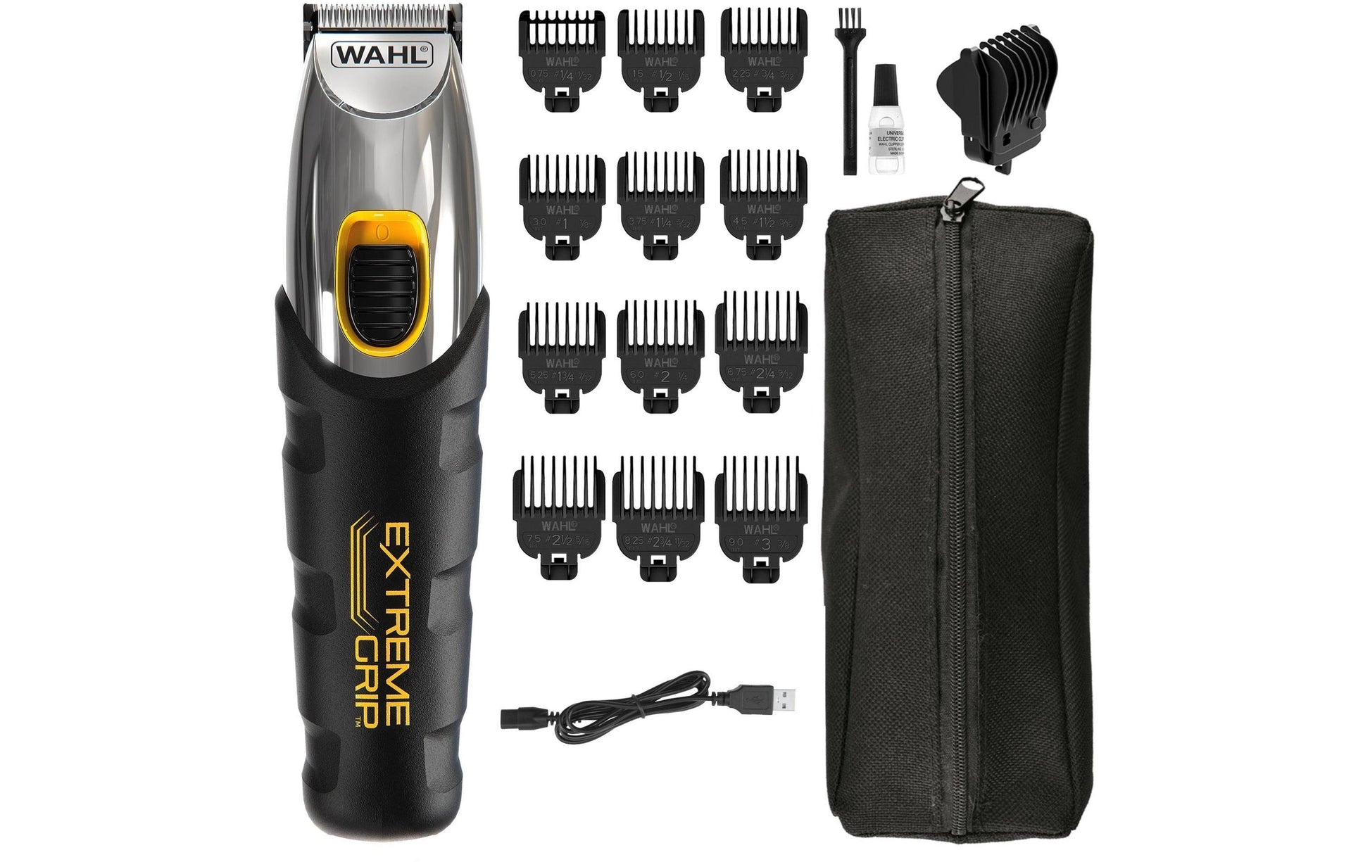 Wahl Barttrimmer – Schnittlänge 0,5–9 mm, Schnittbreite 3 cm, 240 min Akku – Silber