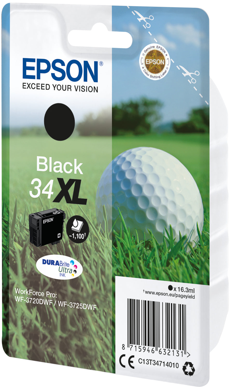 Epson 34XL Schwarz Tintenpatrone (Original) – 1100 Seiten – für Epson WorkForce Pro WF-3725DWF/3720DWF