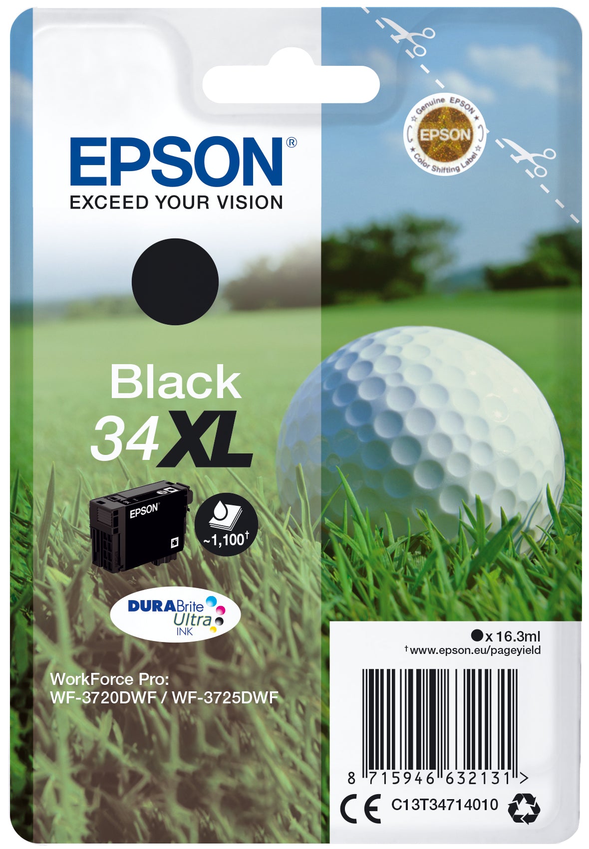 Epson Tintenpatrone 34XL, Schwarz – für Tintenstrahldrucker und Multifunktionsgeräte