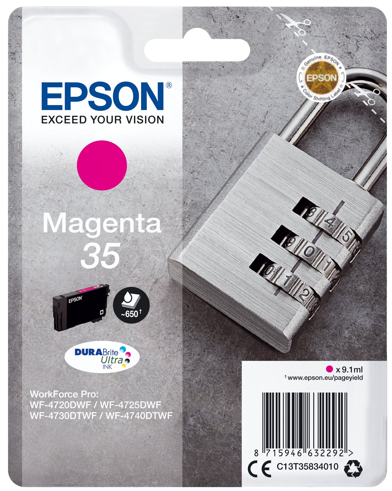 Epson Tintenpatrone 35, Magenta, 9,1 ml – für verschiedene Modelle