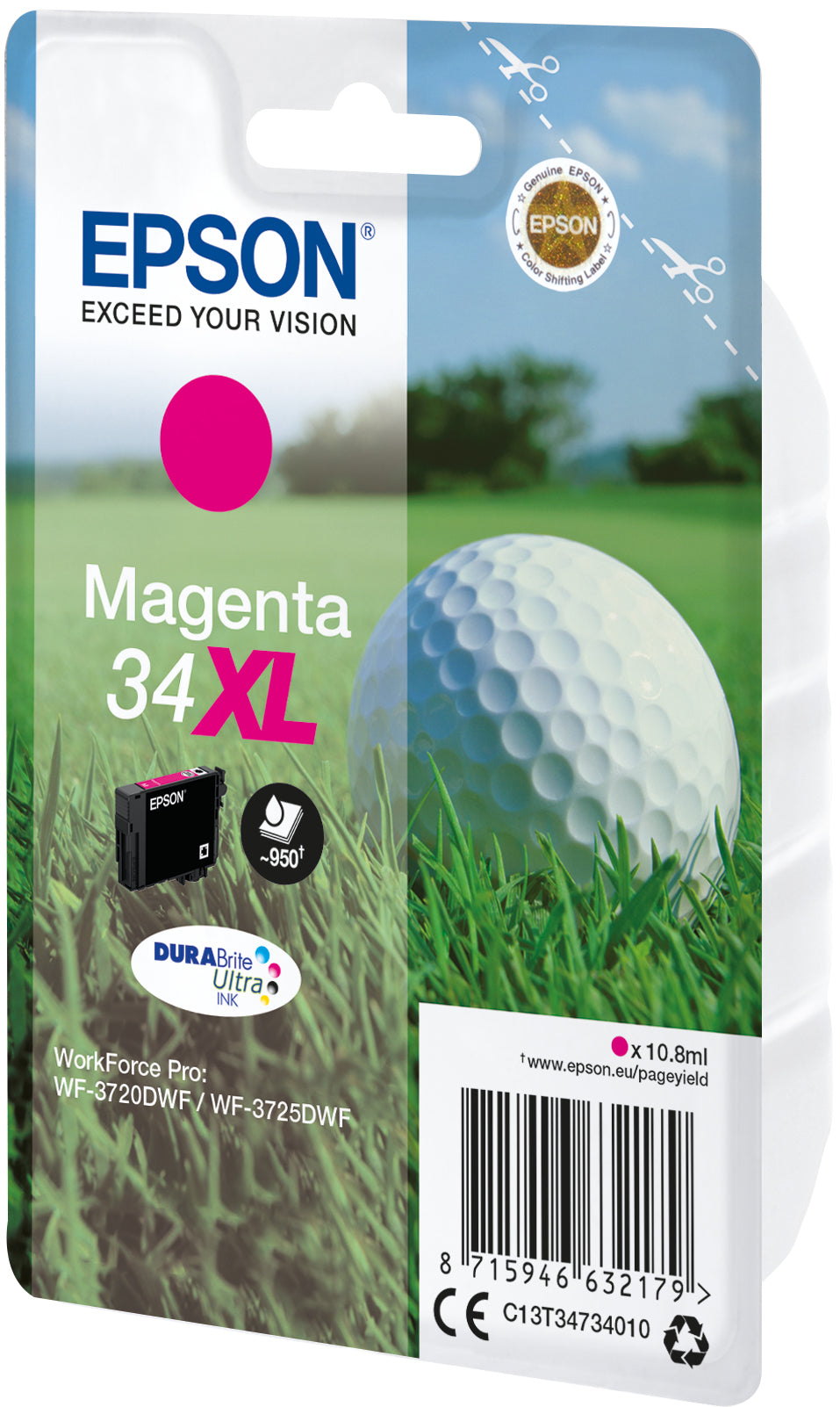 Epson 34XL Magenta Tintenpatrone (Original) – 950 Seiten – für WorkForce Pro WF-3720DWF/3725DWF