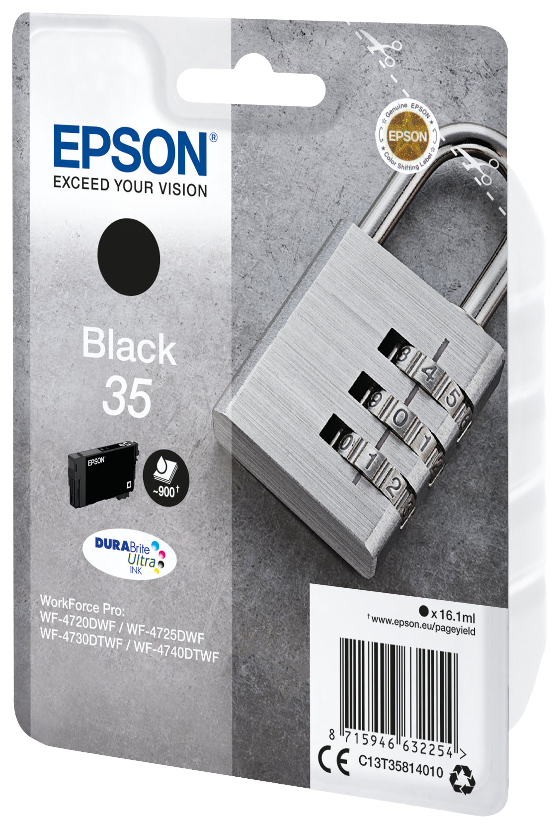 Epson 35 Schwarz Tintenpatrone (Original) – 900 Seiten – für Epson WorkForce Pro WF-4740/4730/4725/4720