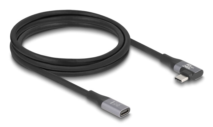 DeLOCK USB-C Verlängerungskabel (Stecker auf Buchse) – USB4 20 Gbit/s – 2 m – PD 240 W – 4K/60 – Schwarz