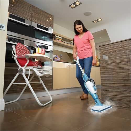 Black & Decker BLACK+DECKER 9in1 – Dampfbesen – 1300 W, 0,5 l, Aufheizzeit 15 s, Kabellänge 6 m, Türkis/Weiss