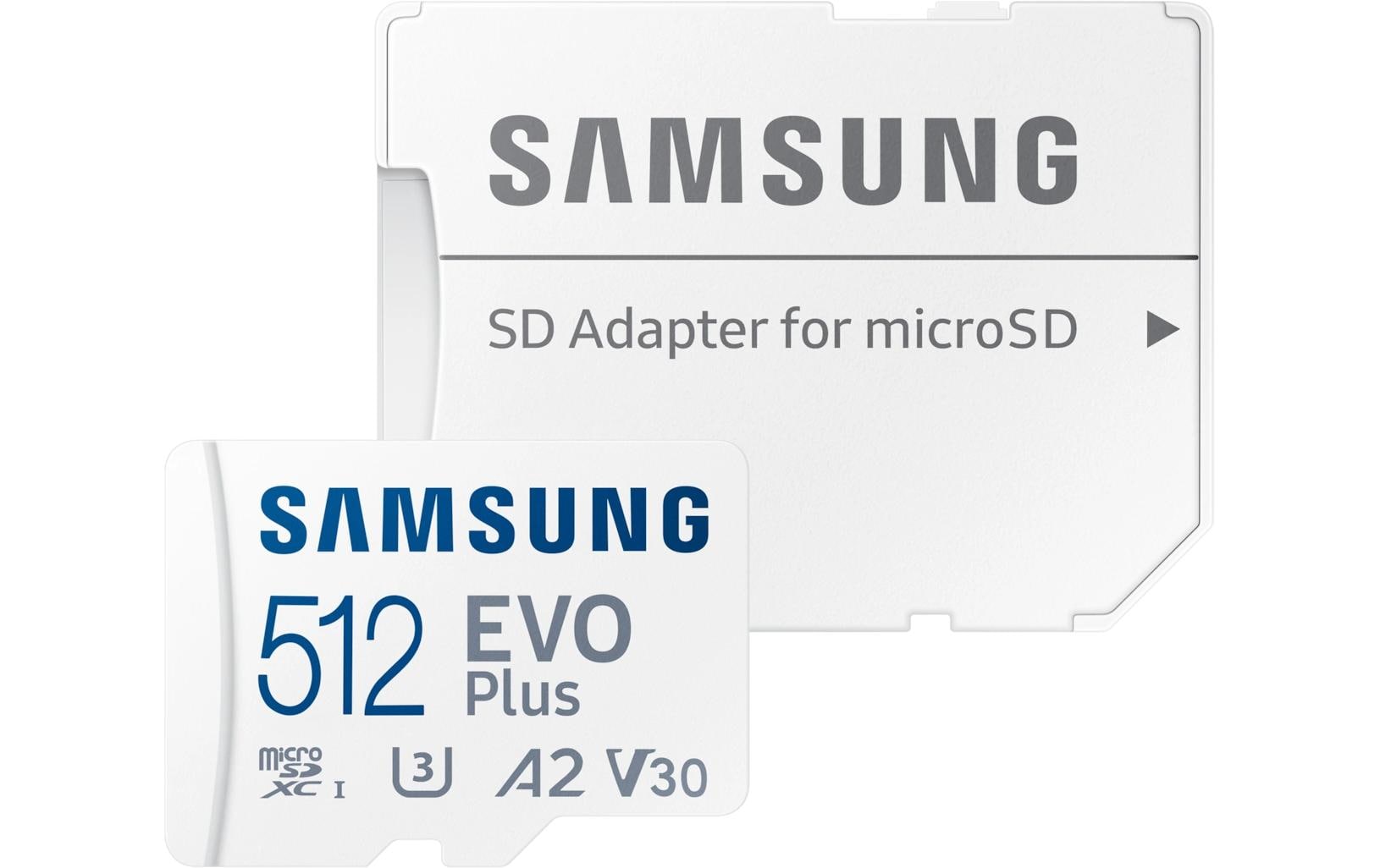 Samsung EVO Plus Mb-Mc512S microSDXC 512 GB – UHS-I, U3, V30, A2, 160 MB/s Lesen, inkl. SD-Adapter