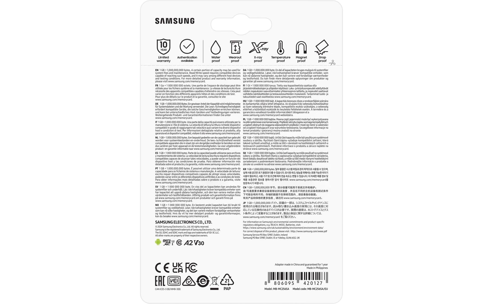 Samsung EVO Plus microSDXC 256 GB – UHS-I, U3, V30, A2, 160 MB/s Lesen, inkl. SD-Adapter