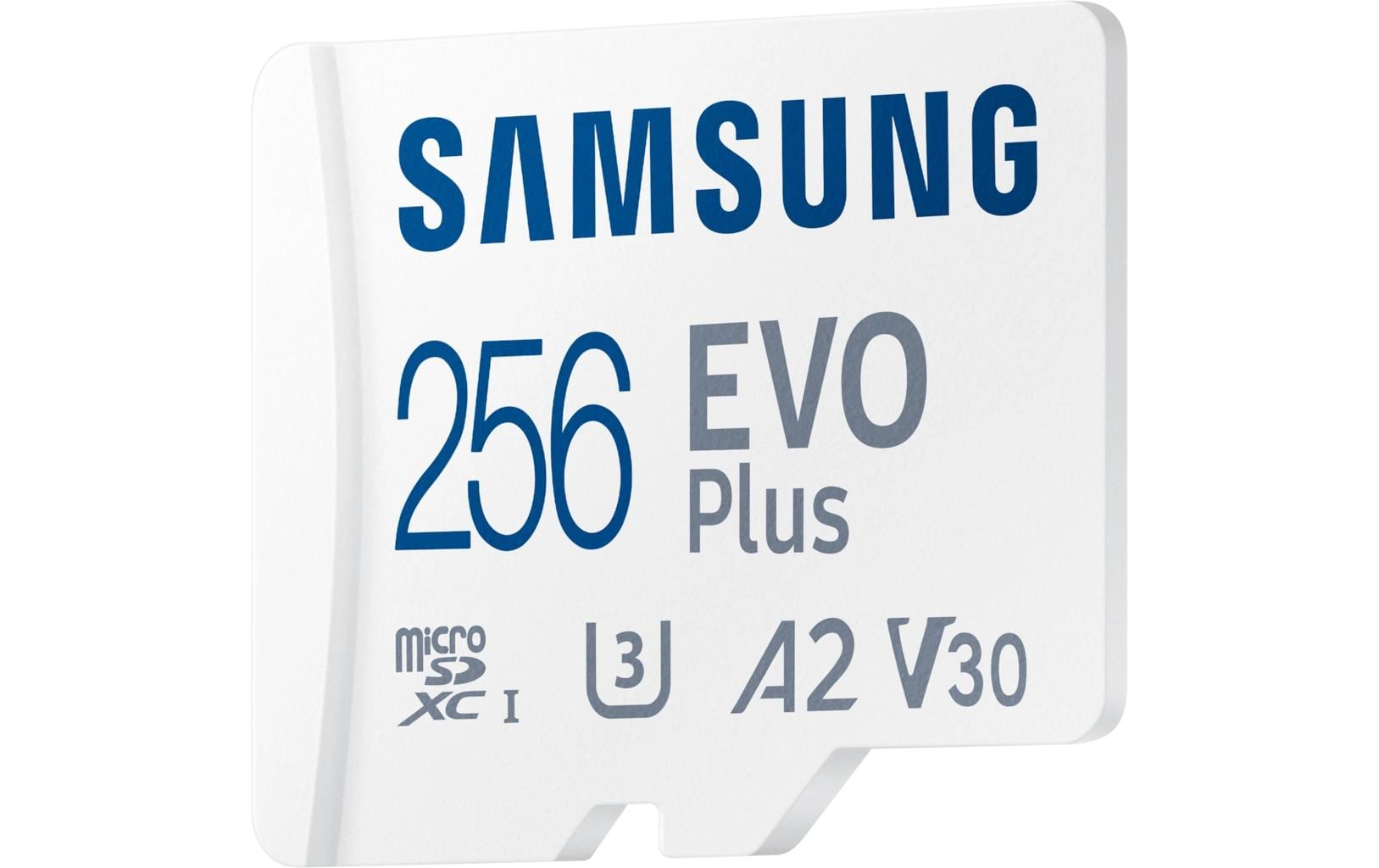 Samsung EVO Plus microSDXC 256 GB – UHS-I, U3, V30, A2, 160 MB/s Lesen, inkl. SD-Adapter