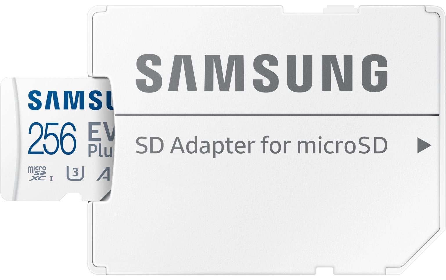 Samsung EVO Plus microSDXC 256 GB – UHS-I, U3, V30, A2, 160 MB/s Lesen, inkl. SD-Adapter